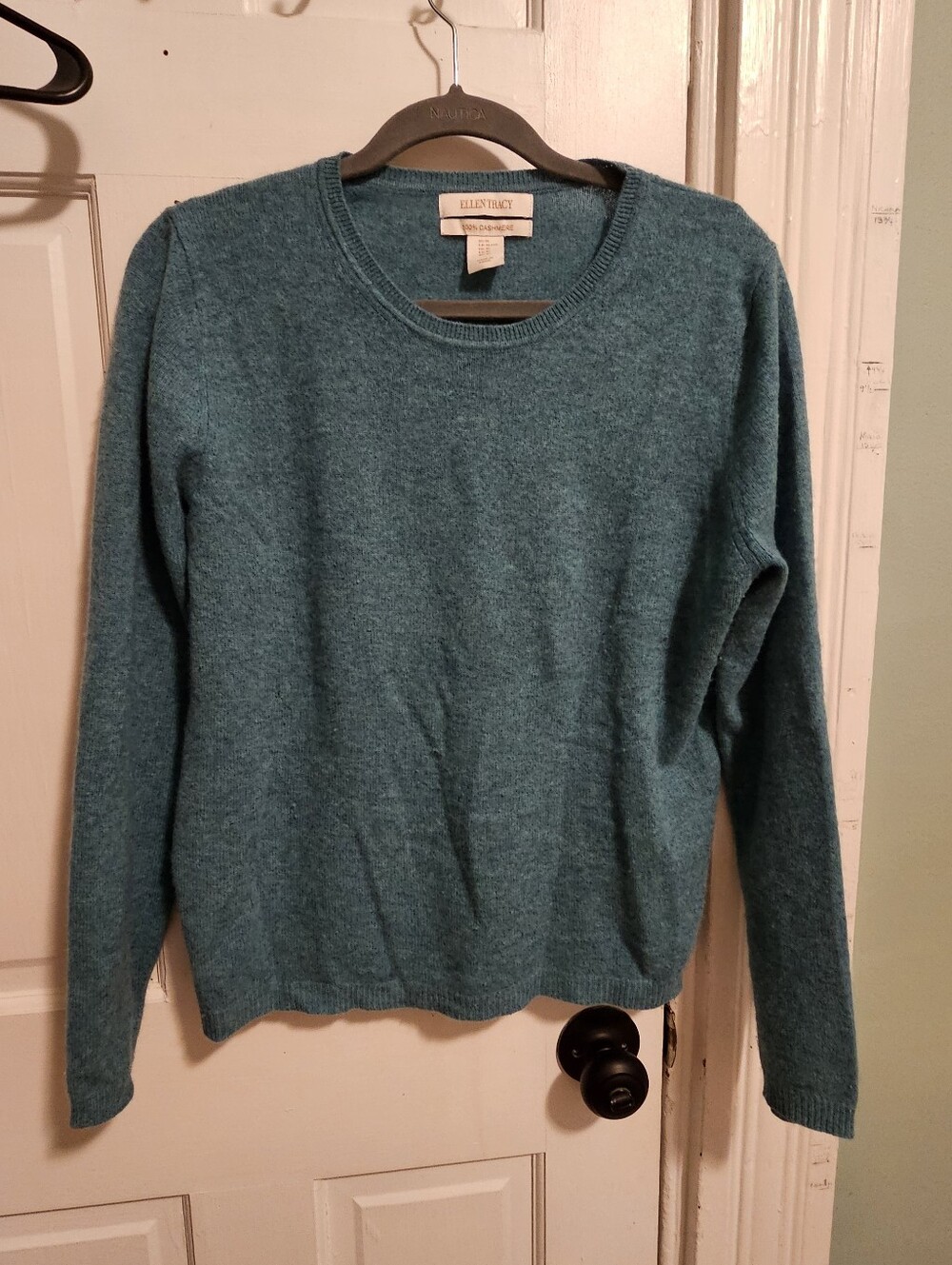 Ellen Tracy Teal Crewneck Cashmere Sweater